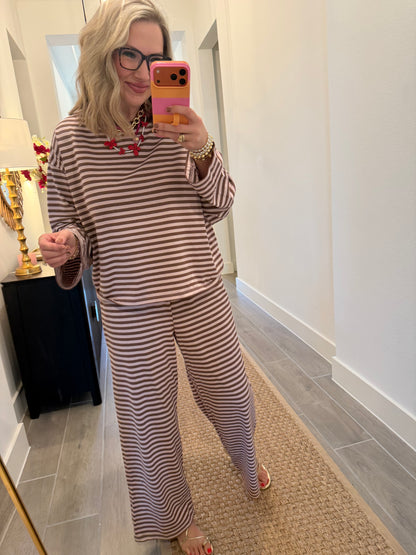 Vintage Pink Striped Pant Set