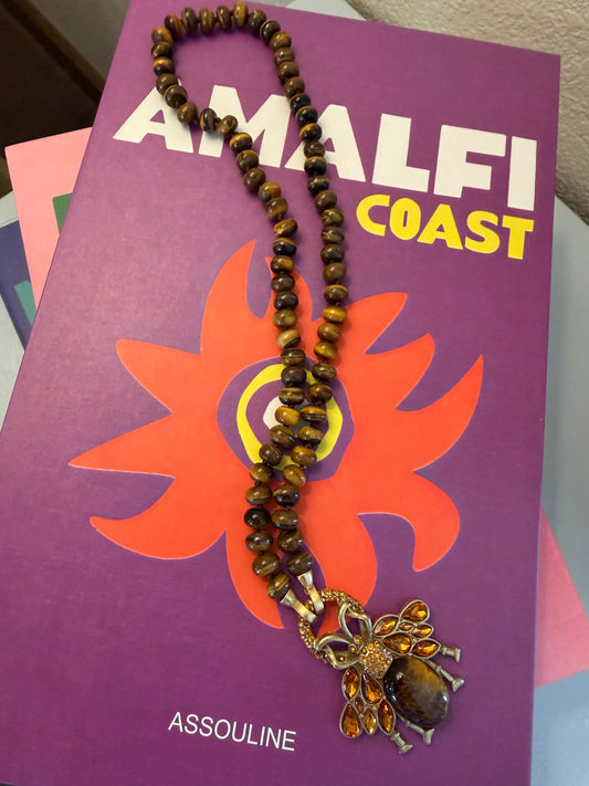 Lux Brown Bead Bee Necklace