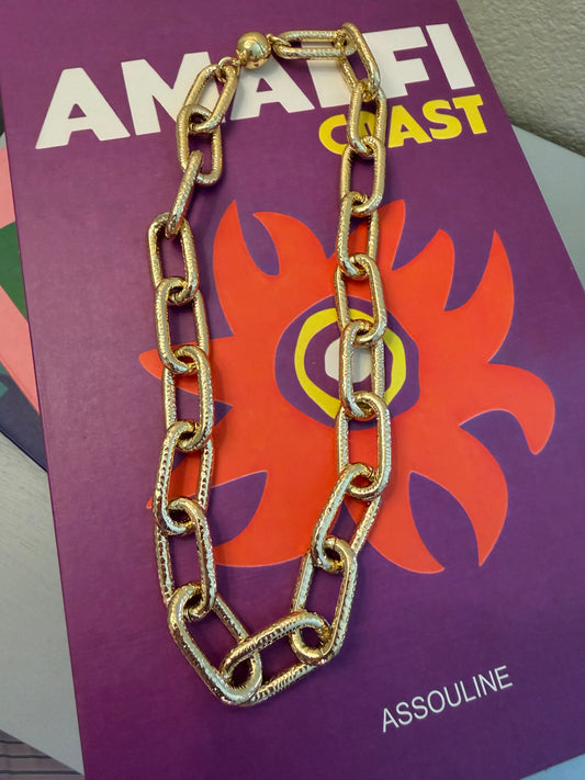 Gold Rectangle Chain Magnetic Necklace