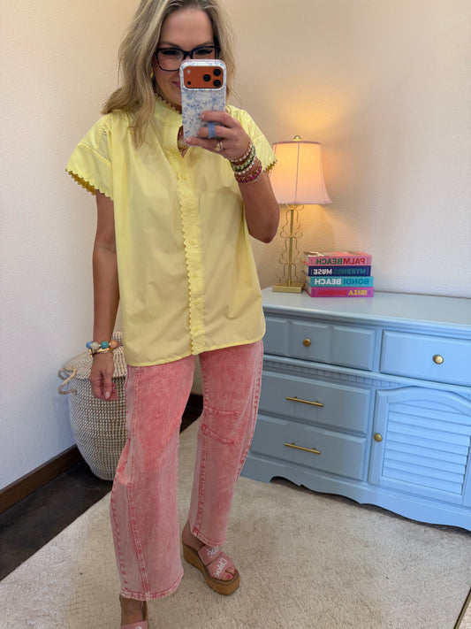 Butter Yellow Cap Sleeve Over-sized Top