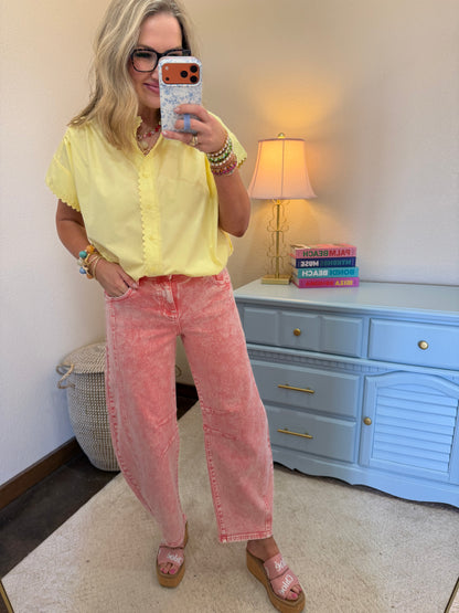 Butter Yellow Cap Sleeve Over-sized Top