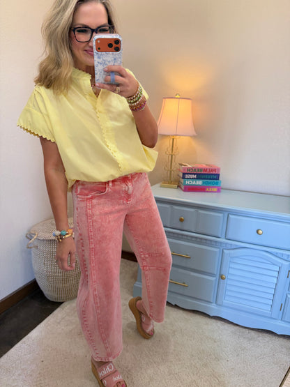 Butter Yellow Cap Sleeve Over-sized Top