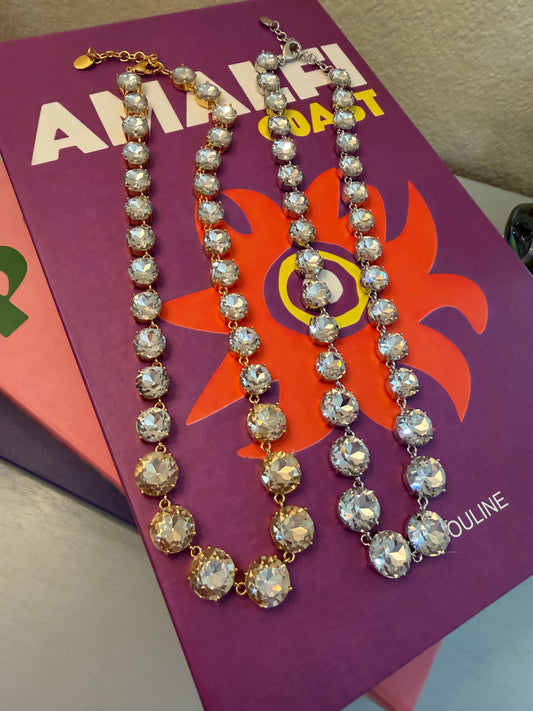 Lux Solid Crystal Necklace (Silver & Gold)