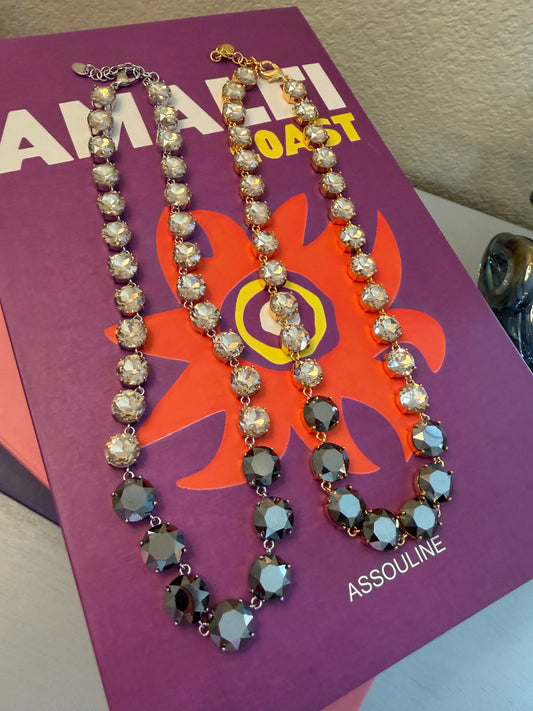 Lux Silver & Gold & Colored Crystal Necklace