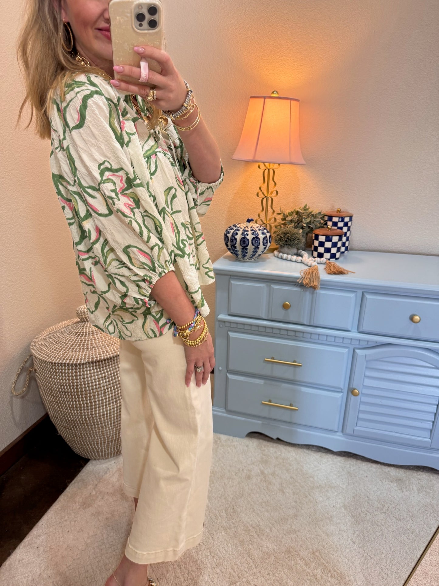 Risen Ivory High Rise Crop Wide Adjustable Pants
