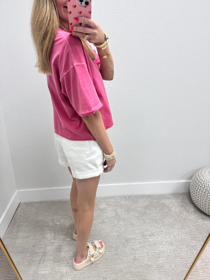 SS2- Judy Blue White Jogger Denim Shorts FS