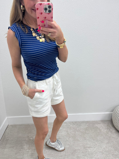 SS2- Judy Blue White Jogger Denim Shorts FS