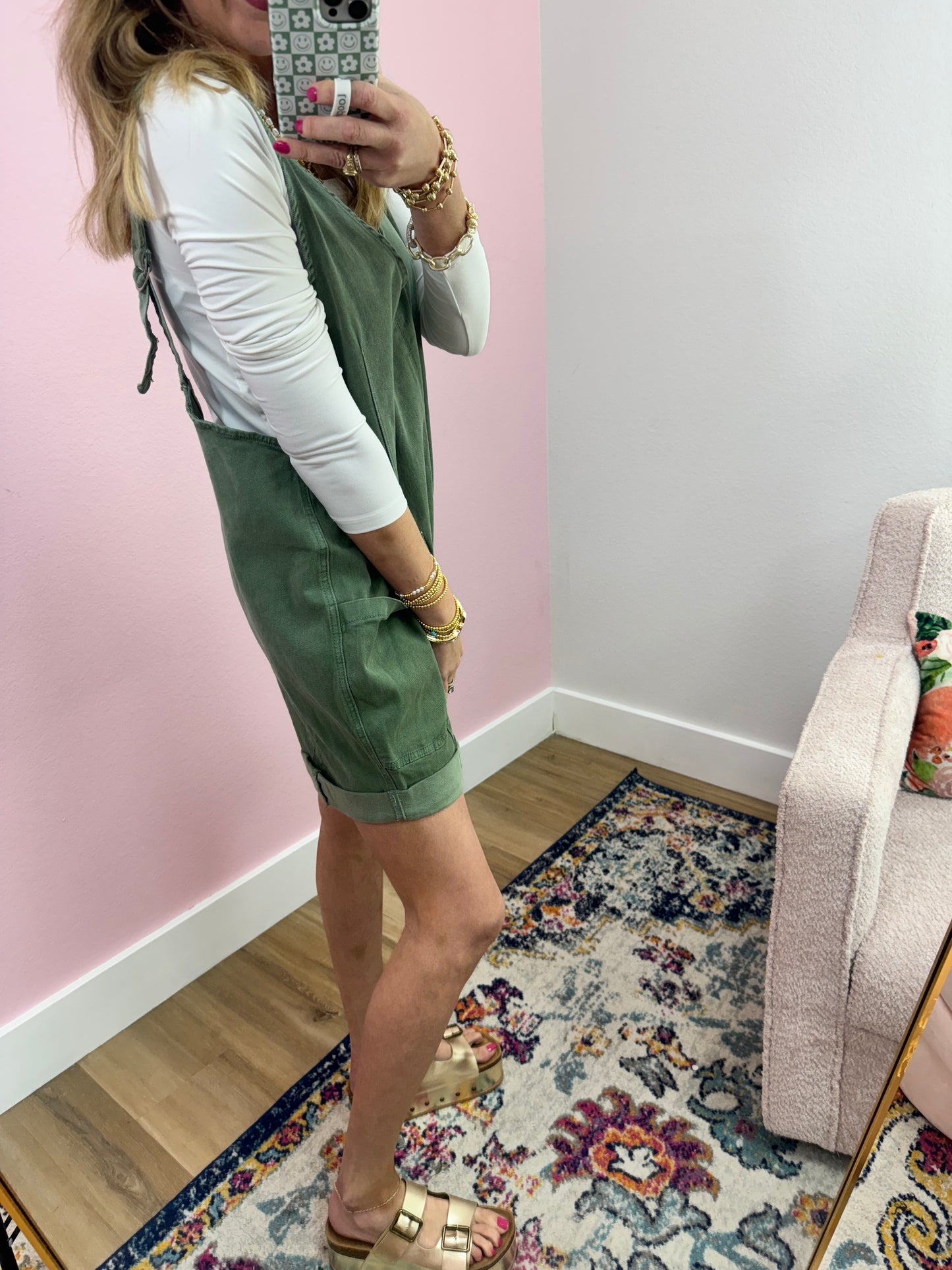 Olive Denim Short Overall Jumper