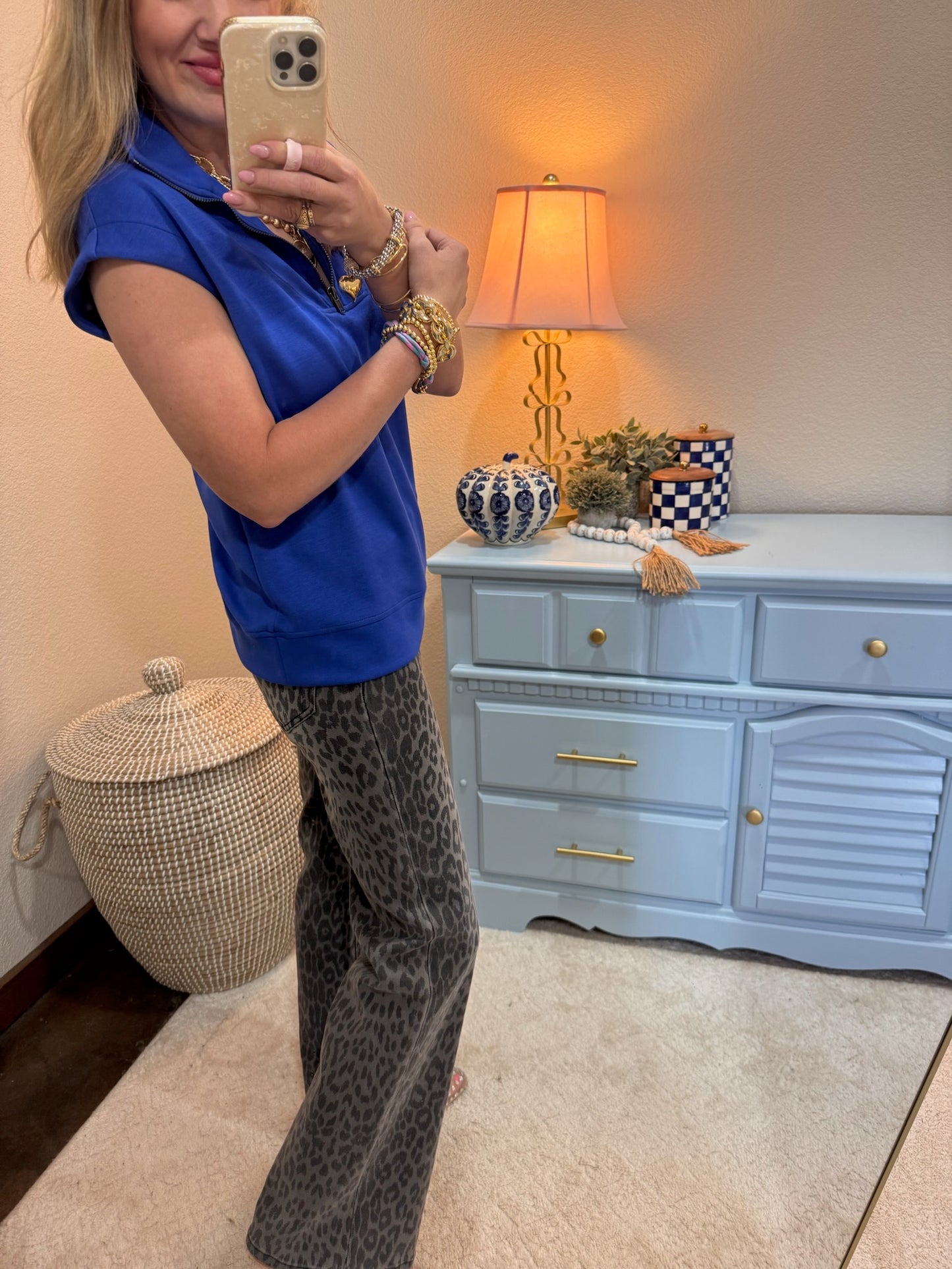 Scuba Cobalt Blue 1/4 Zip Sleeveless Top