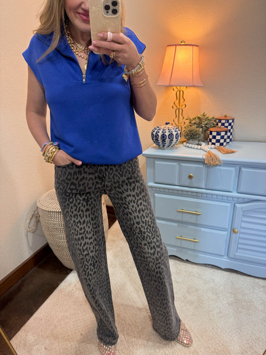 Scuba Cobalt Blue 1/4 Zip Sleeveless Top
