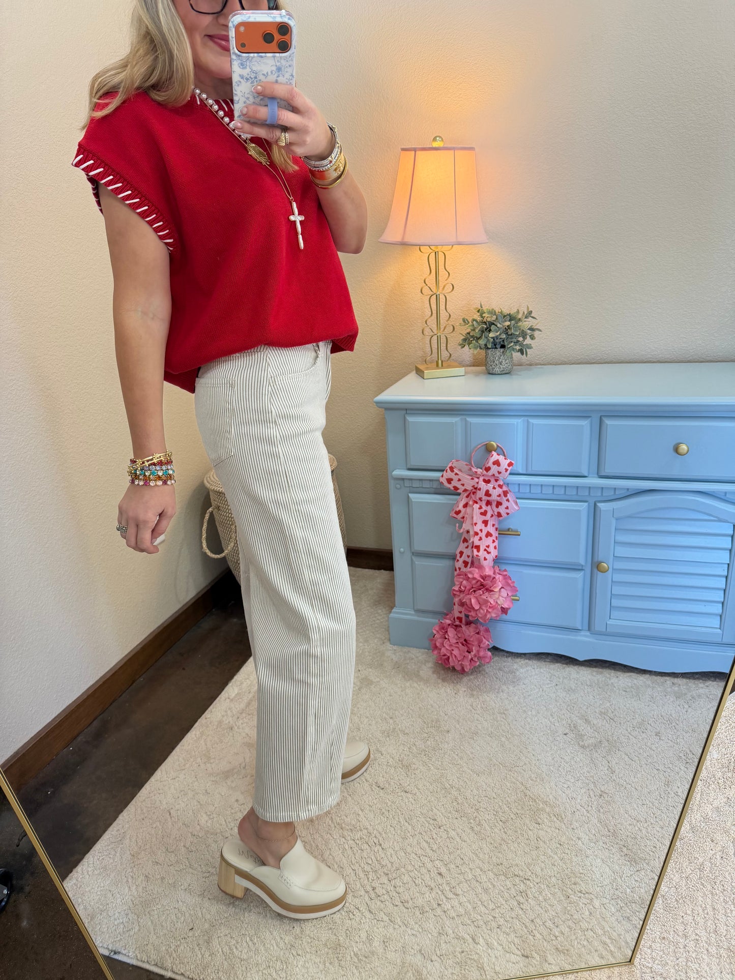 Vervet Striped Crop Barrel Jeans