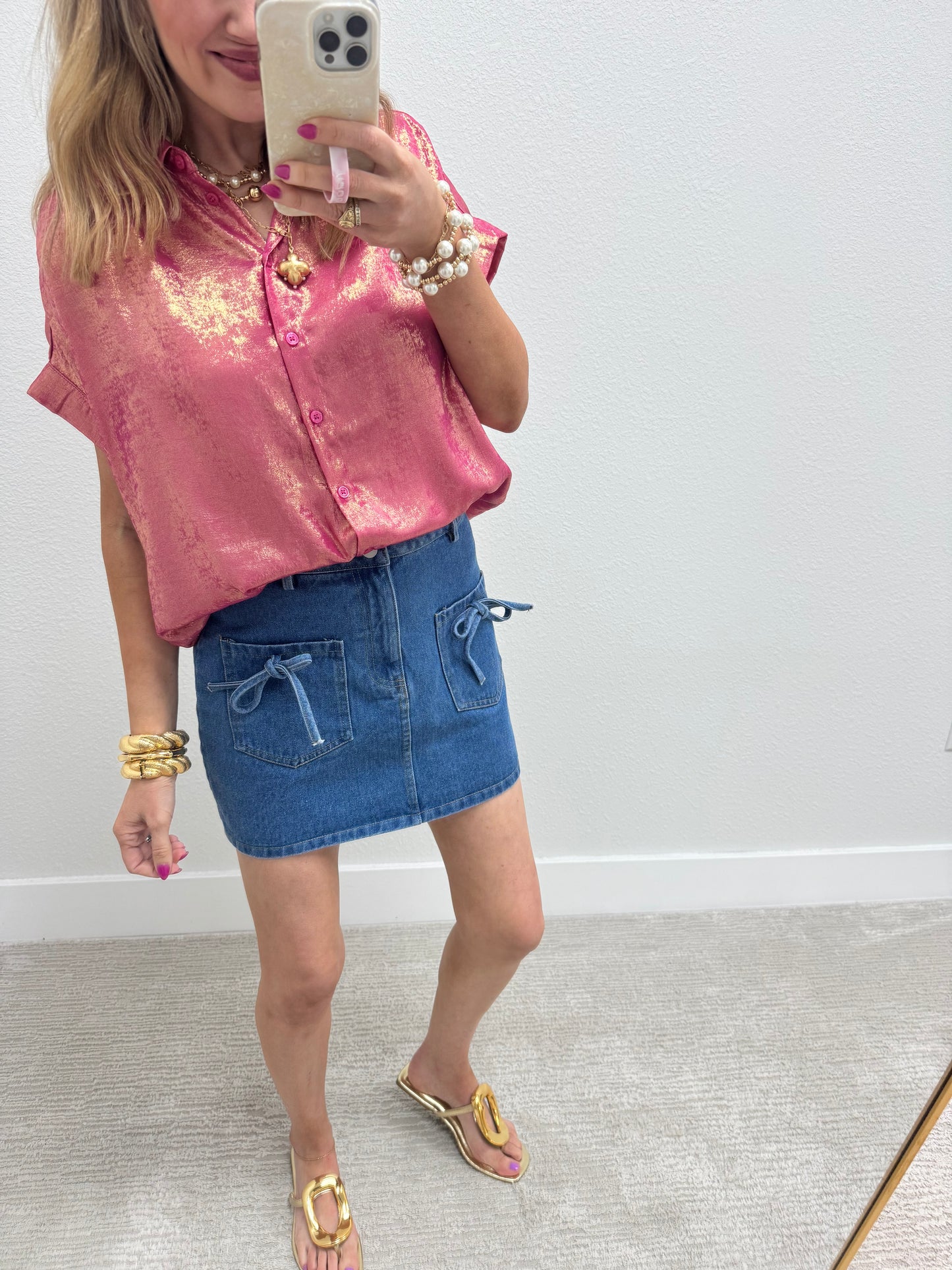 Bow Denim Skirt