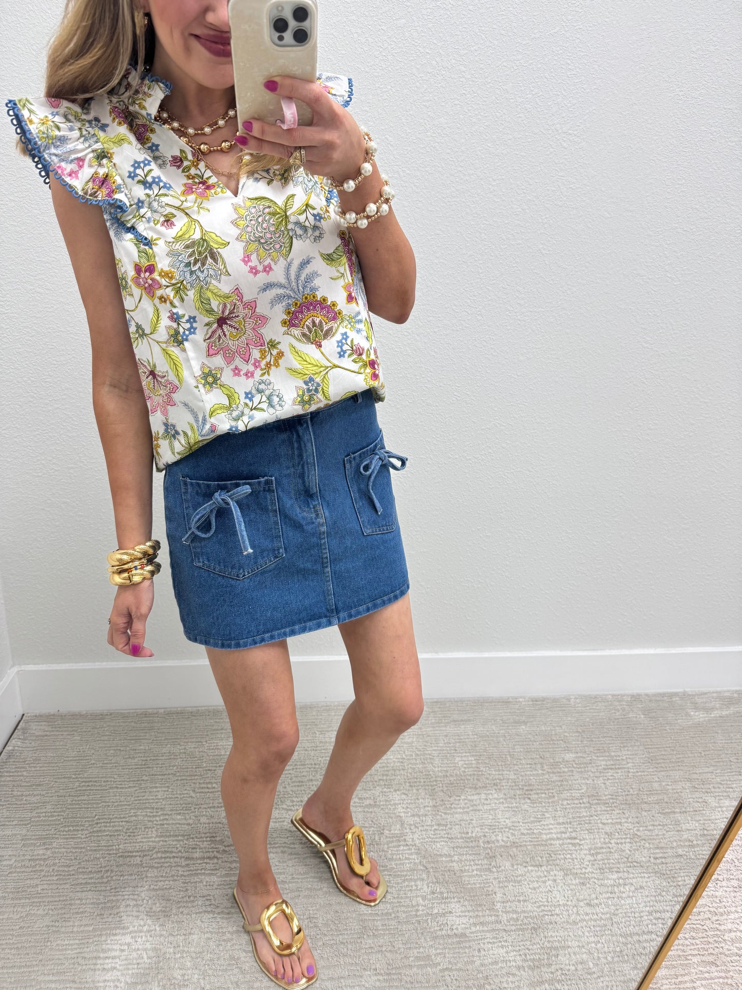 Bow Denim Skirt