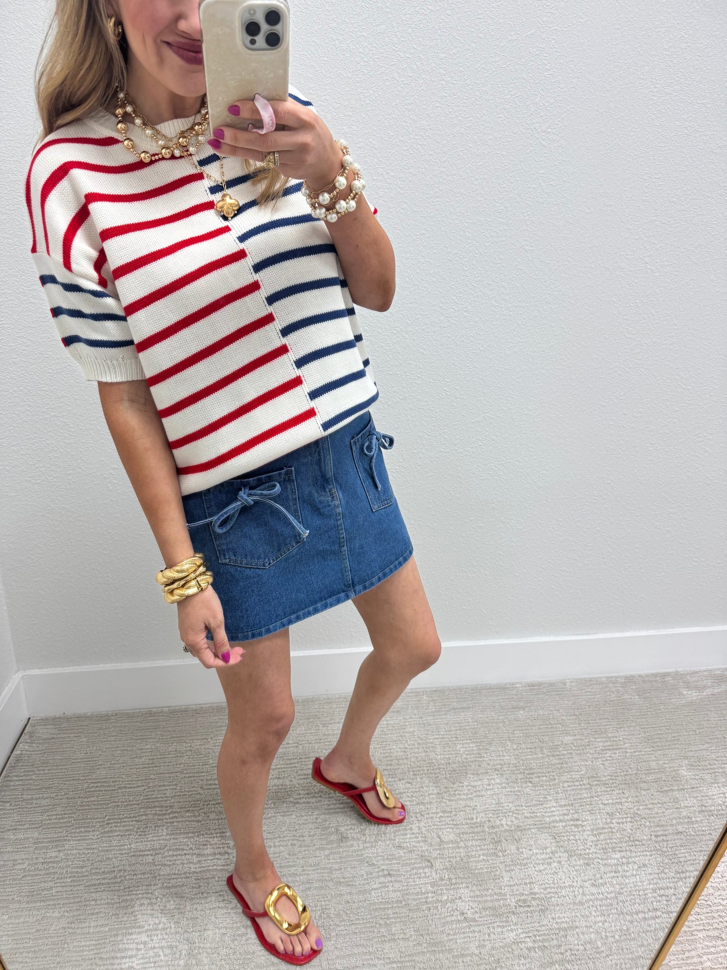 Bow Denim Skirt