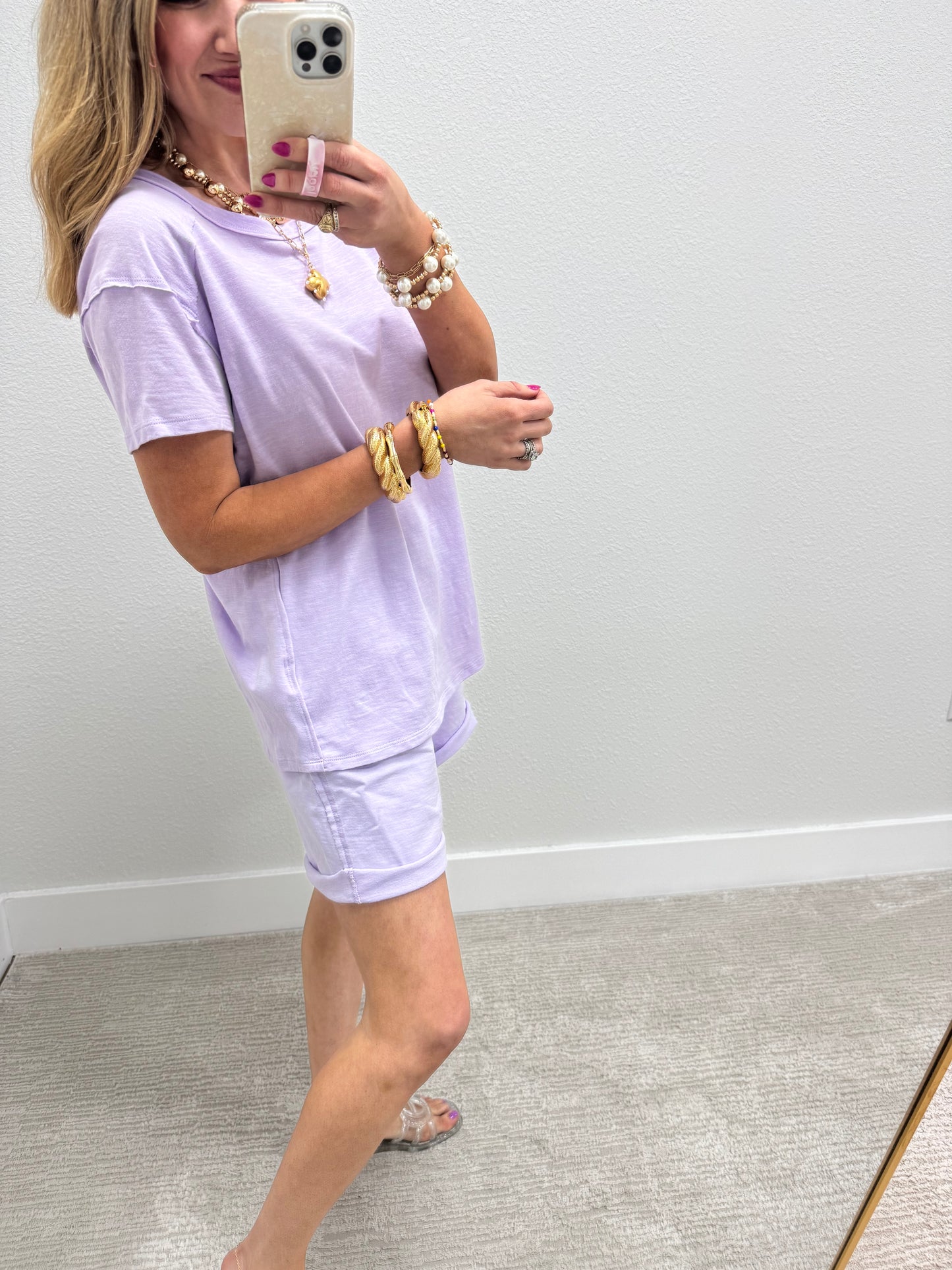 Lavender Boyfriend Short Two Piece Set