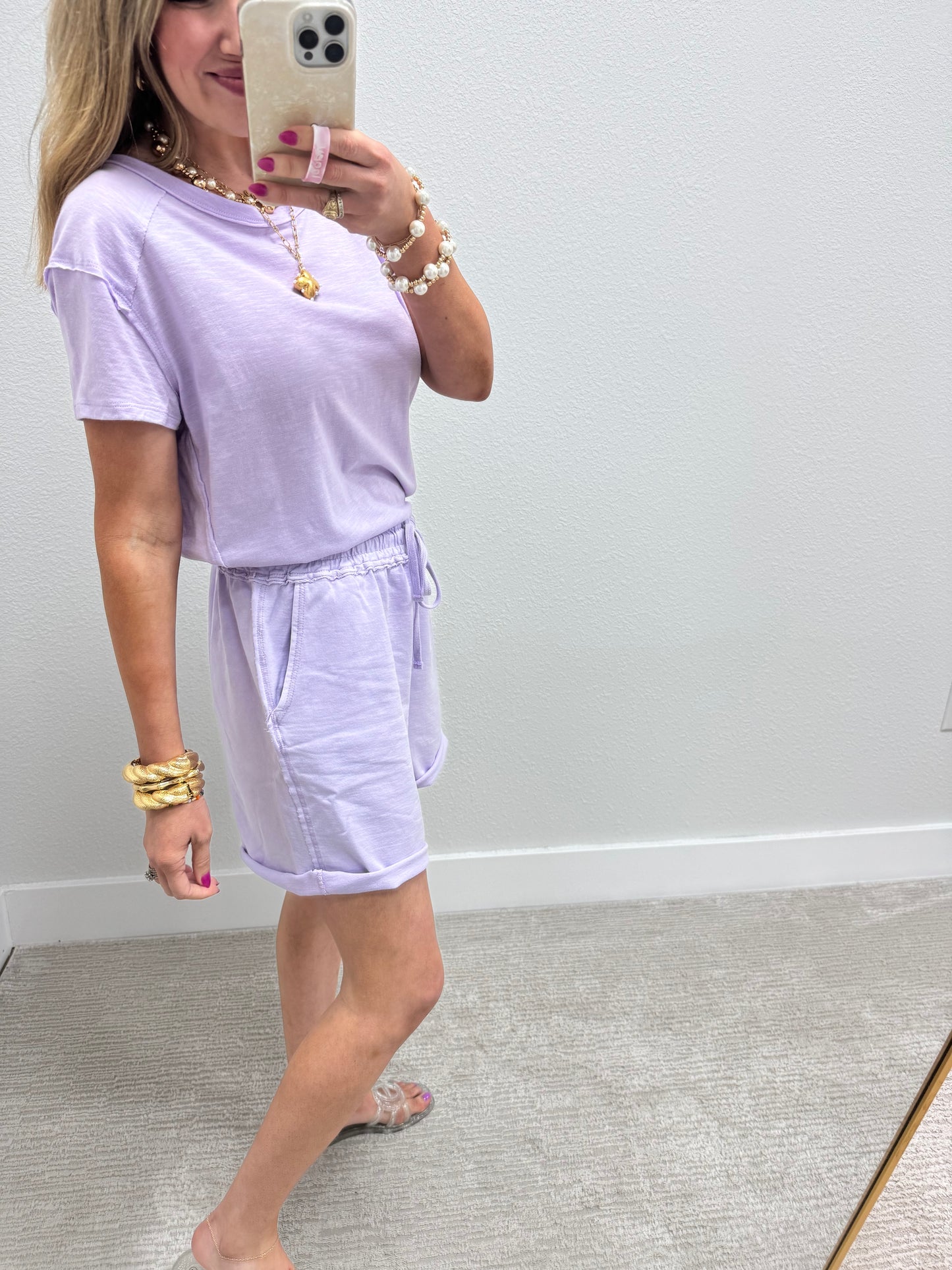 Lavender Boyfriend Short Two Piece Set