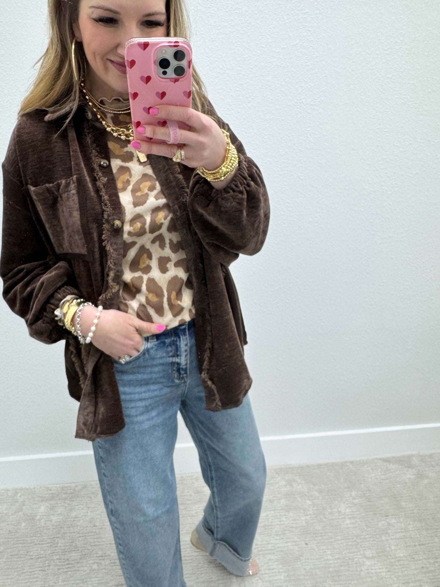 Leopard Mesh Print Long Sleeve