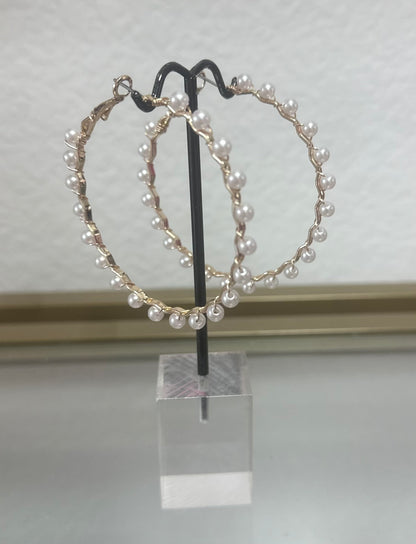 Pearl Twisted Hoops (Silver and Gold)