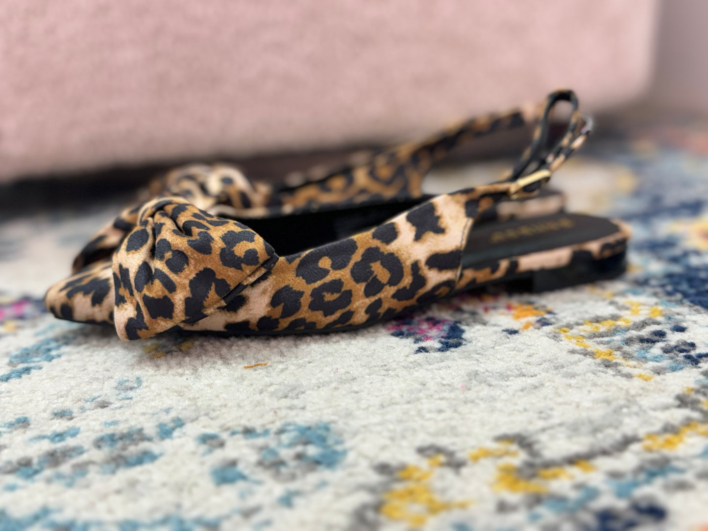 Leopard Bow Sling Back Mules