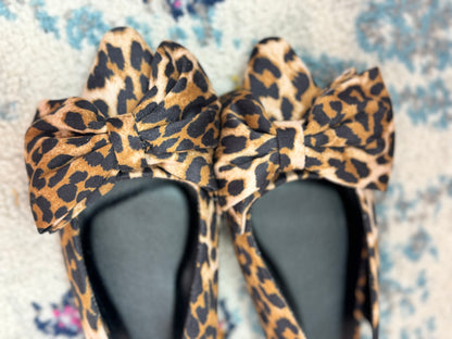 Leopard Bow Sling Back Mules
