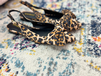 Leopard Bow Sling Back Mules