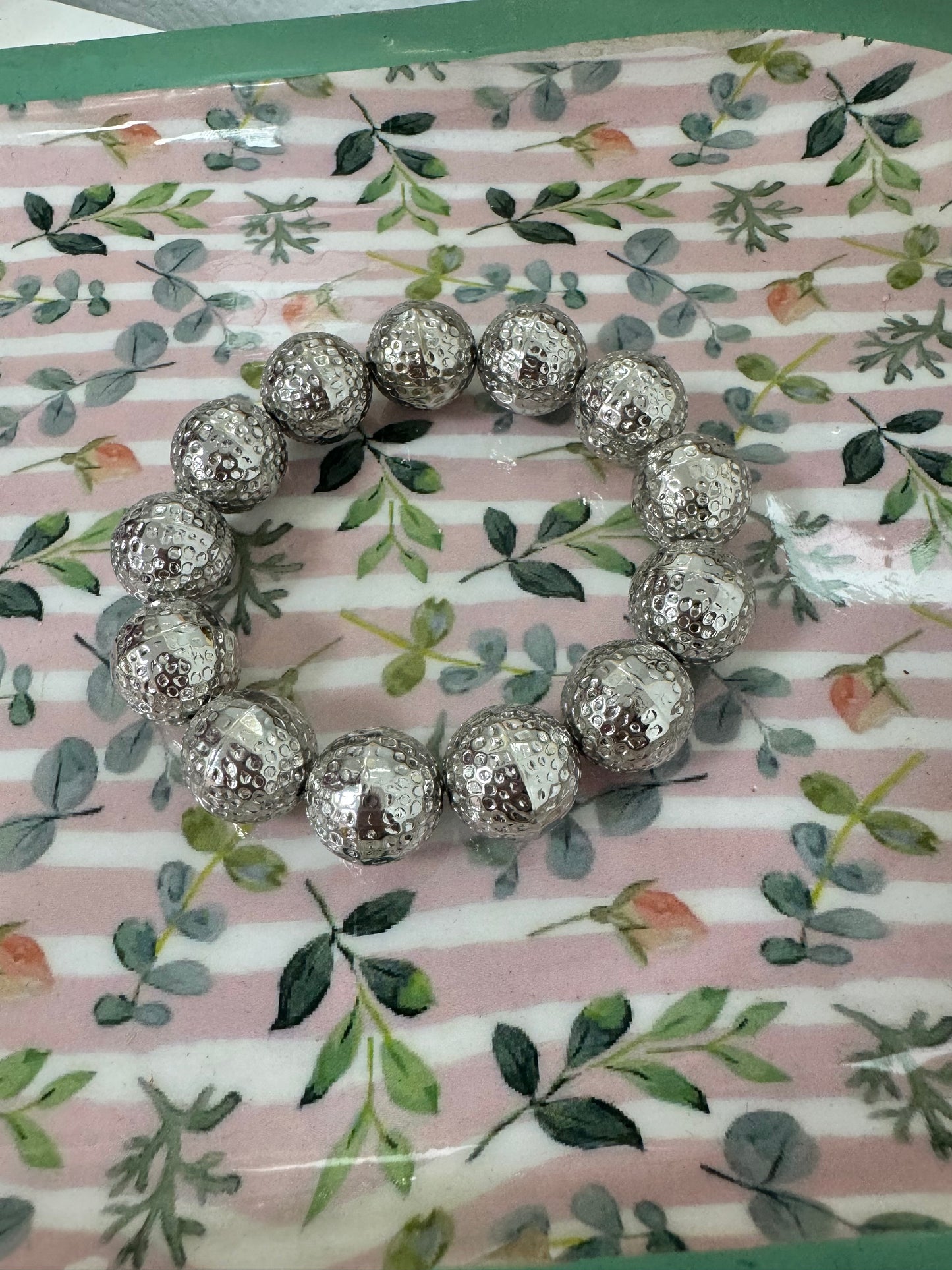 Silver Hammered Ball Bracelet FS