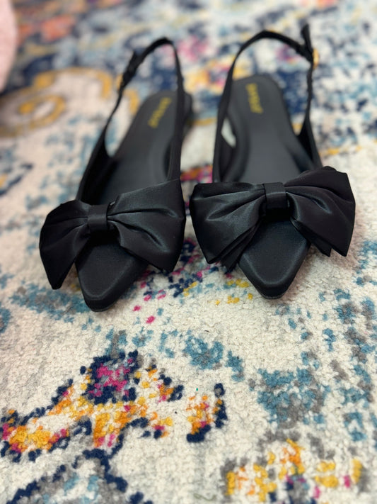 S4 Black Bow Sling Back Mules