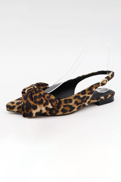Leopard Bow Sling Back Mules