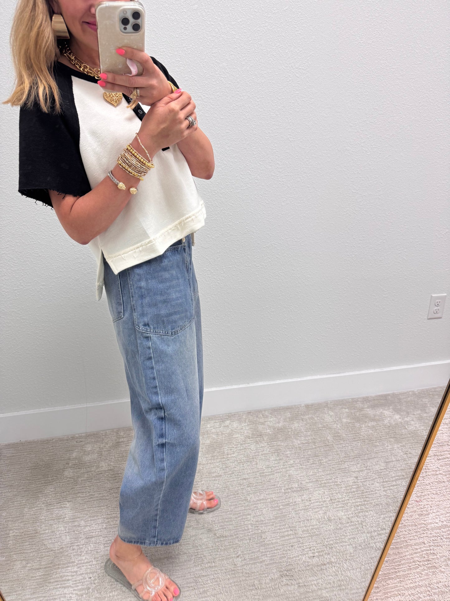 Light Wash Drawstring Barrel Jeans