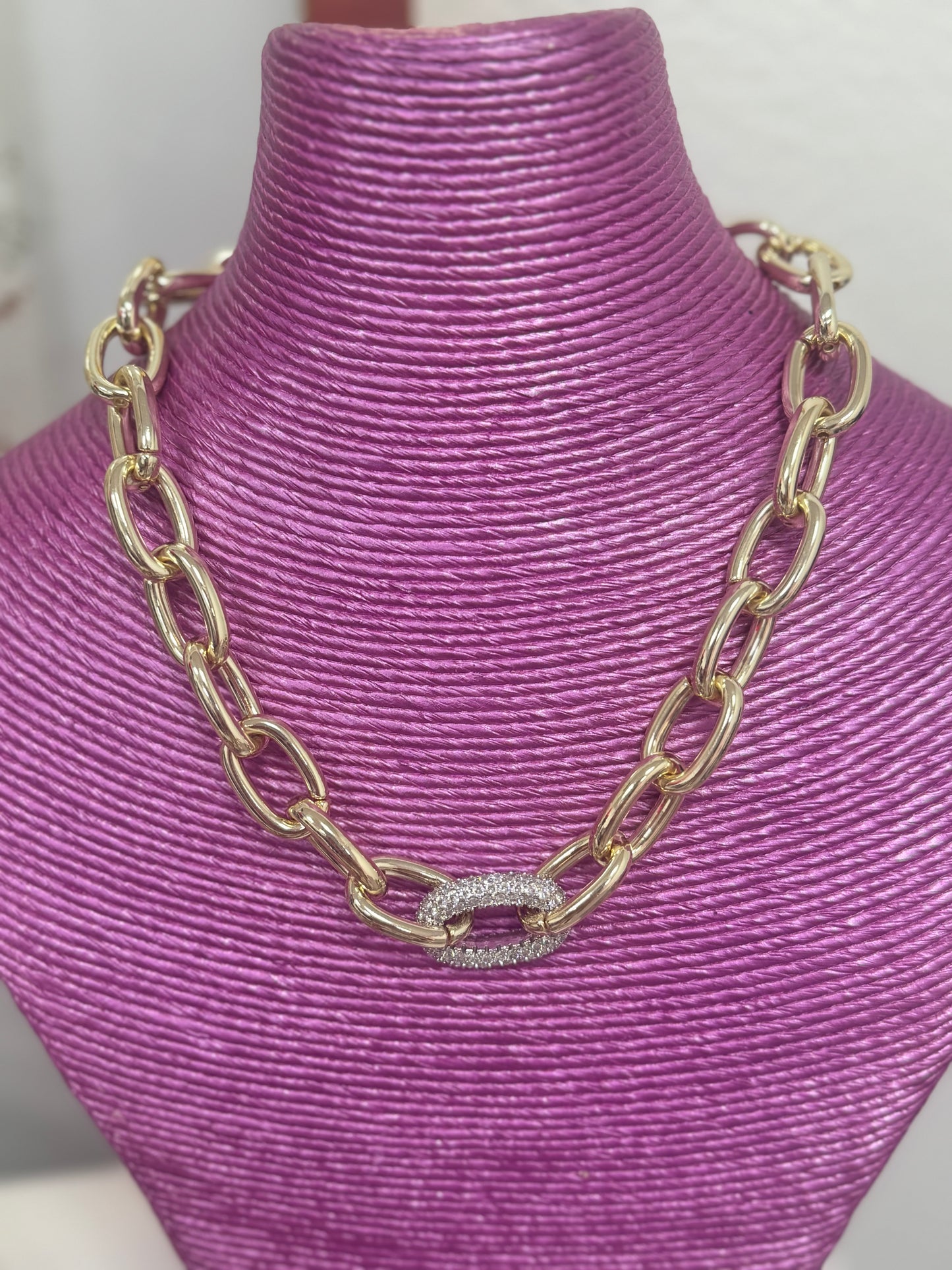 Silver and Gold Magnetic Crystal Link Necklace