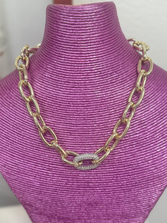 Silver and Gold Magnetic Crystal Link Necklace