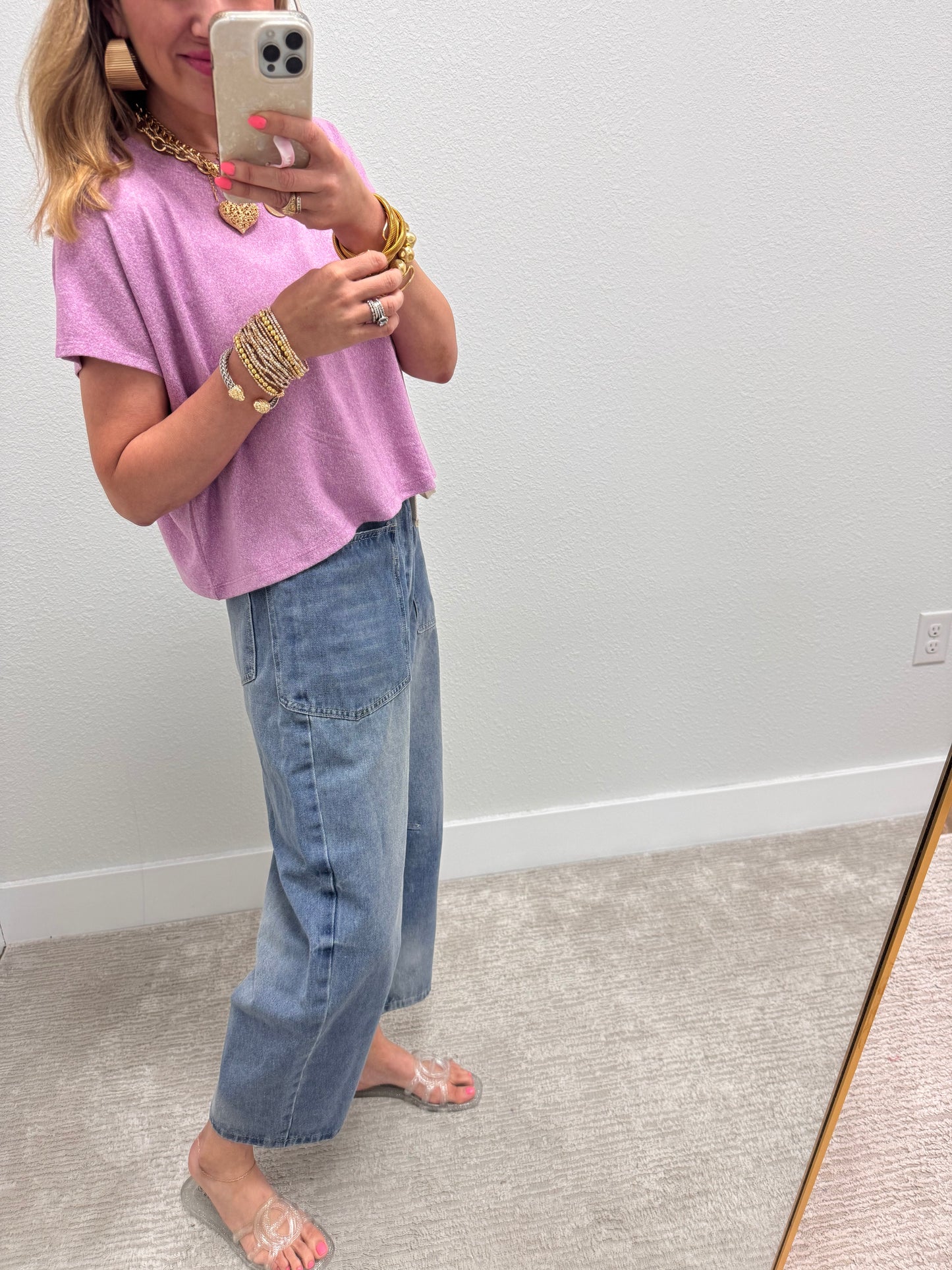 Light Wash Drawstring Barrel Jeans