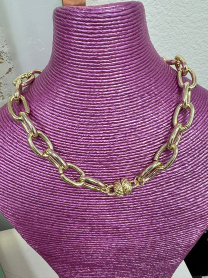 Silver and Gold Magnetic Crystal Link Necklace
