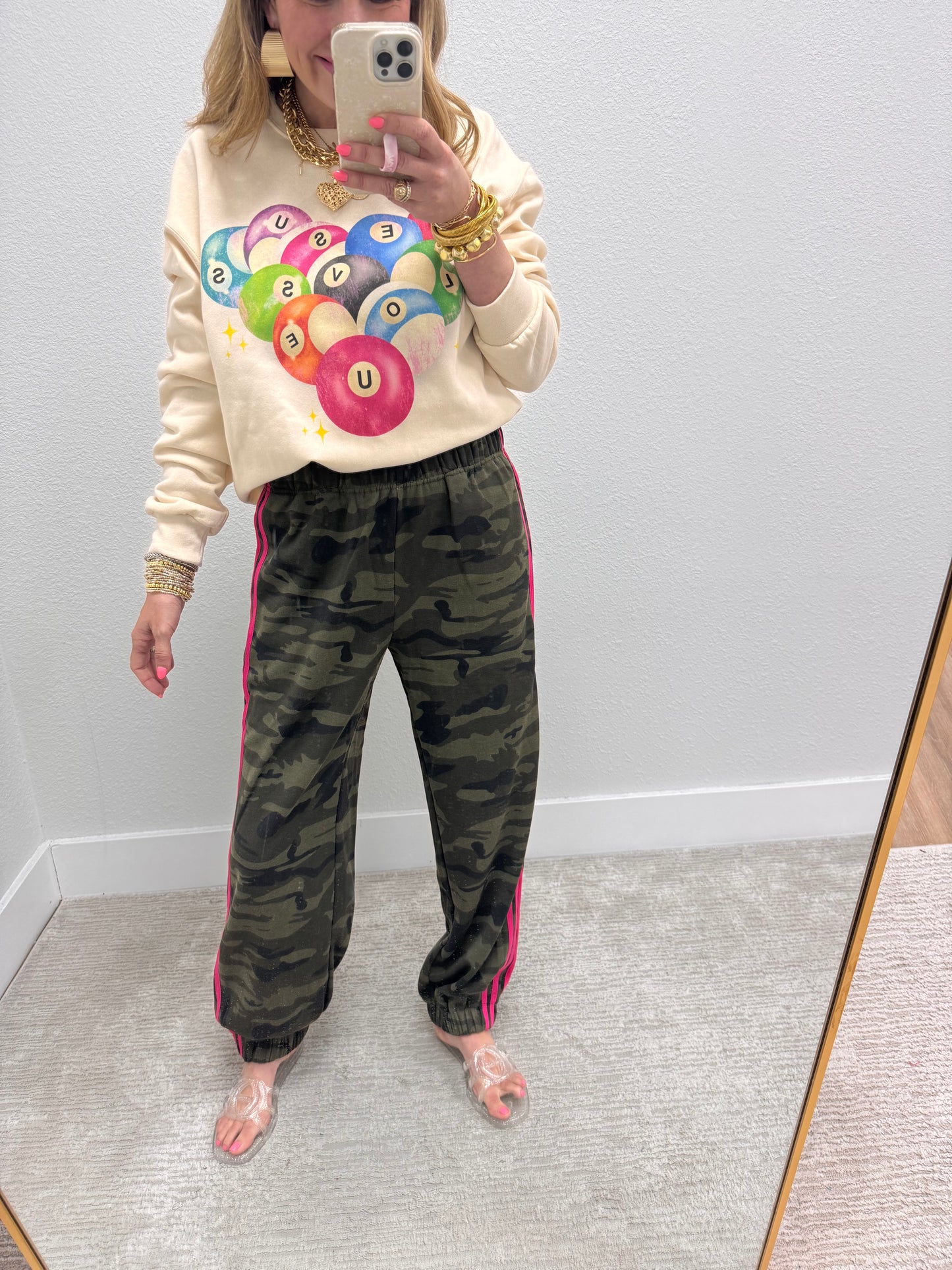 Camo Pink Striped Jogger Pants