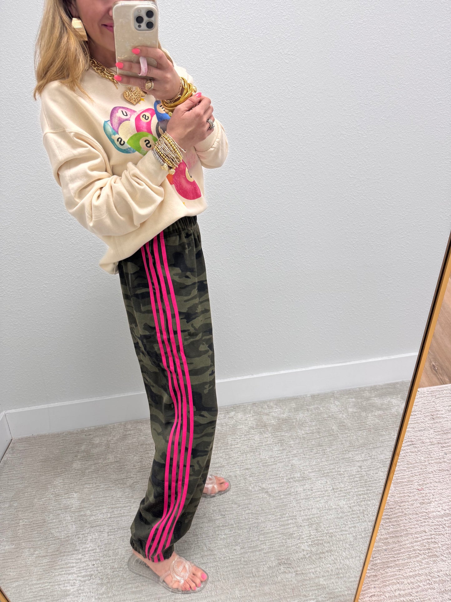 Camo Pink Striped Jogger Pants