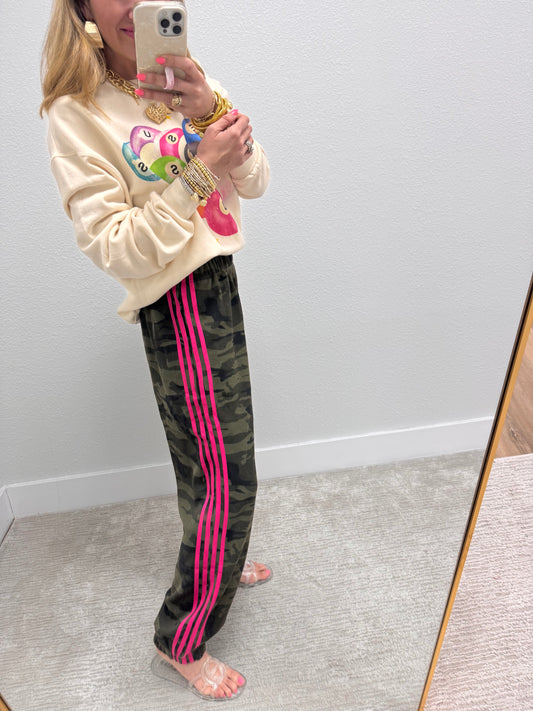 Camo Pink Striped Jogger Pants