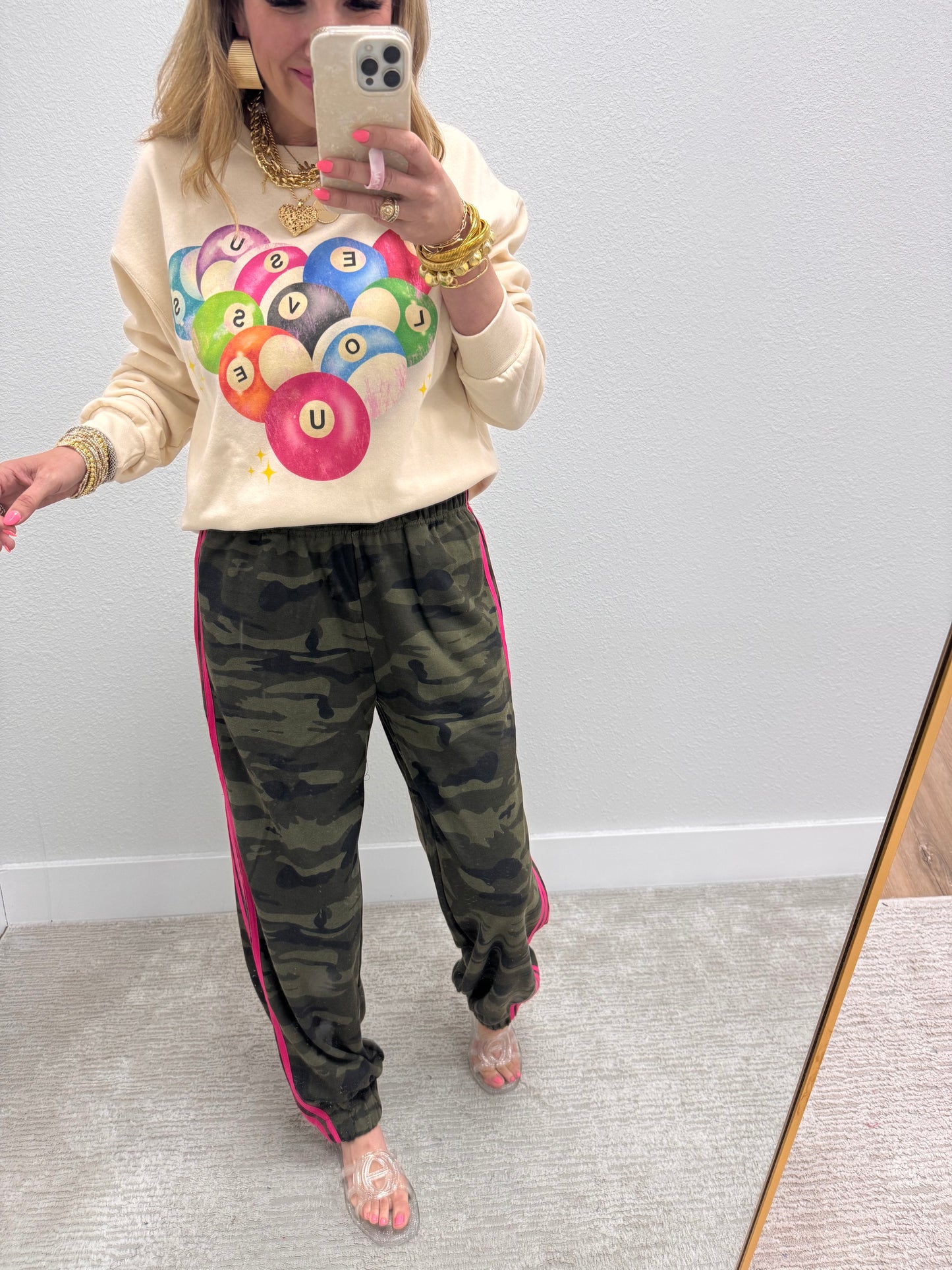 Camo Pink Striped Jogger Pants