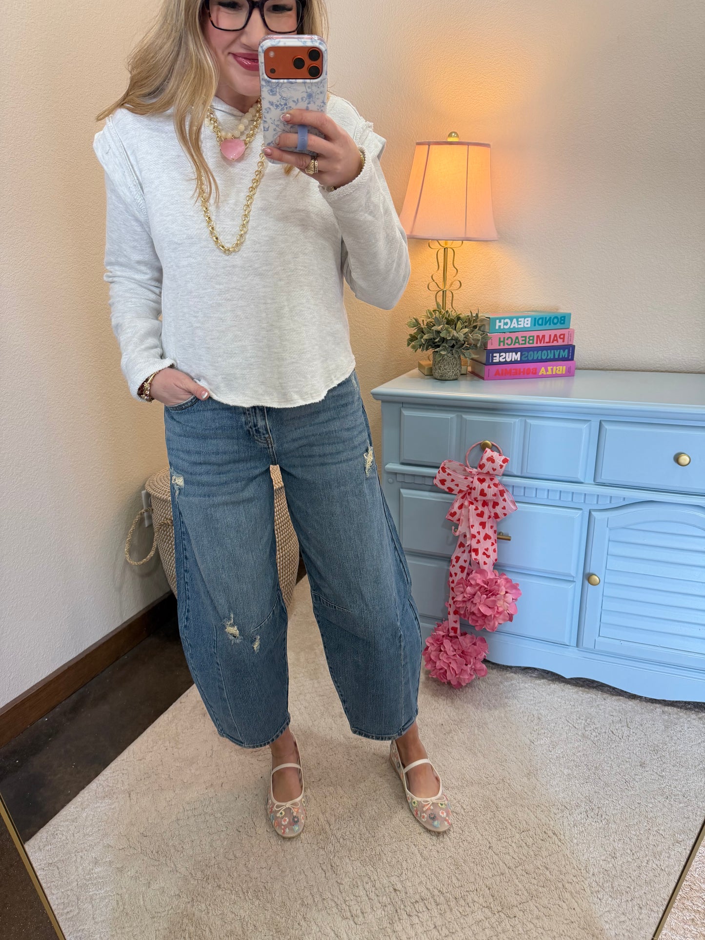 Ash Grey Cap Shoulder Detail Terry Hoodie Top