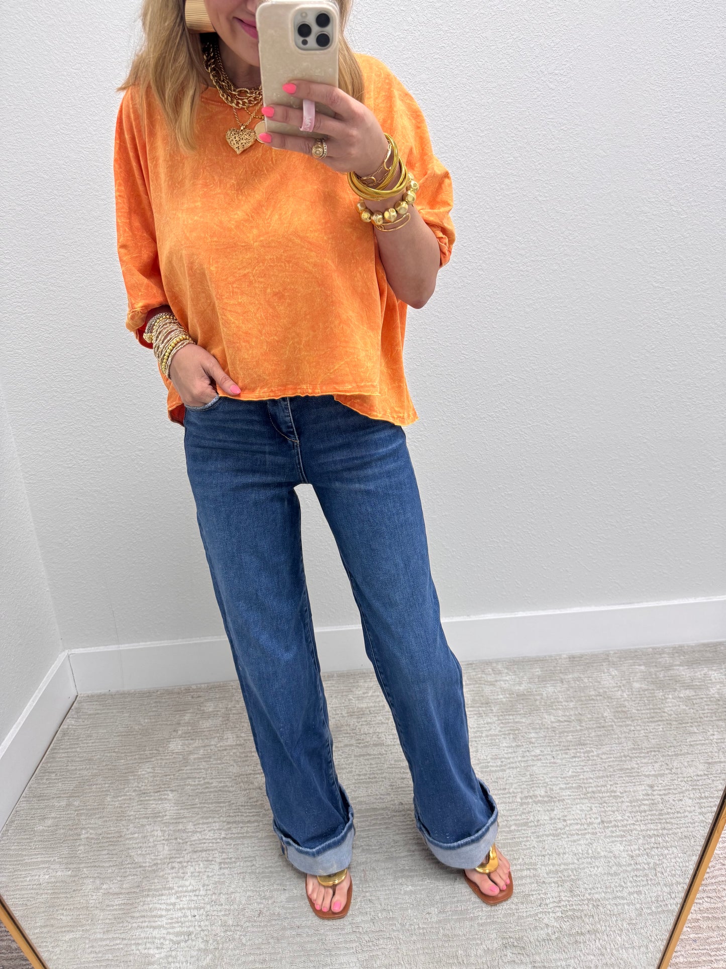 Risen Dark Tummy Control Long Inseam Wide Leg With Cuff