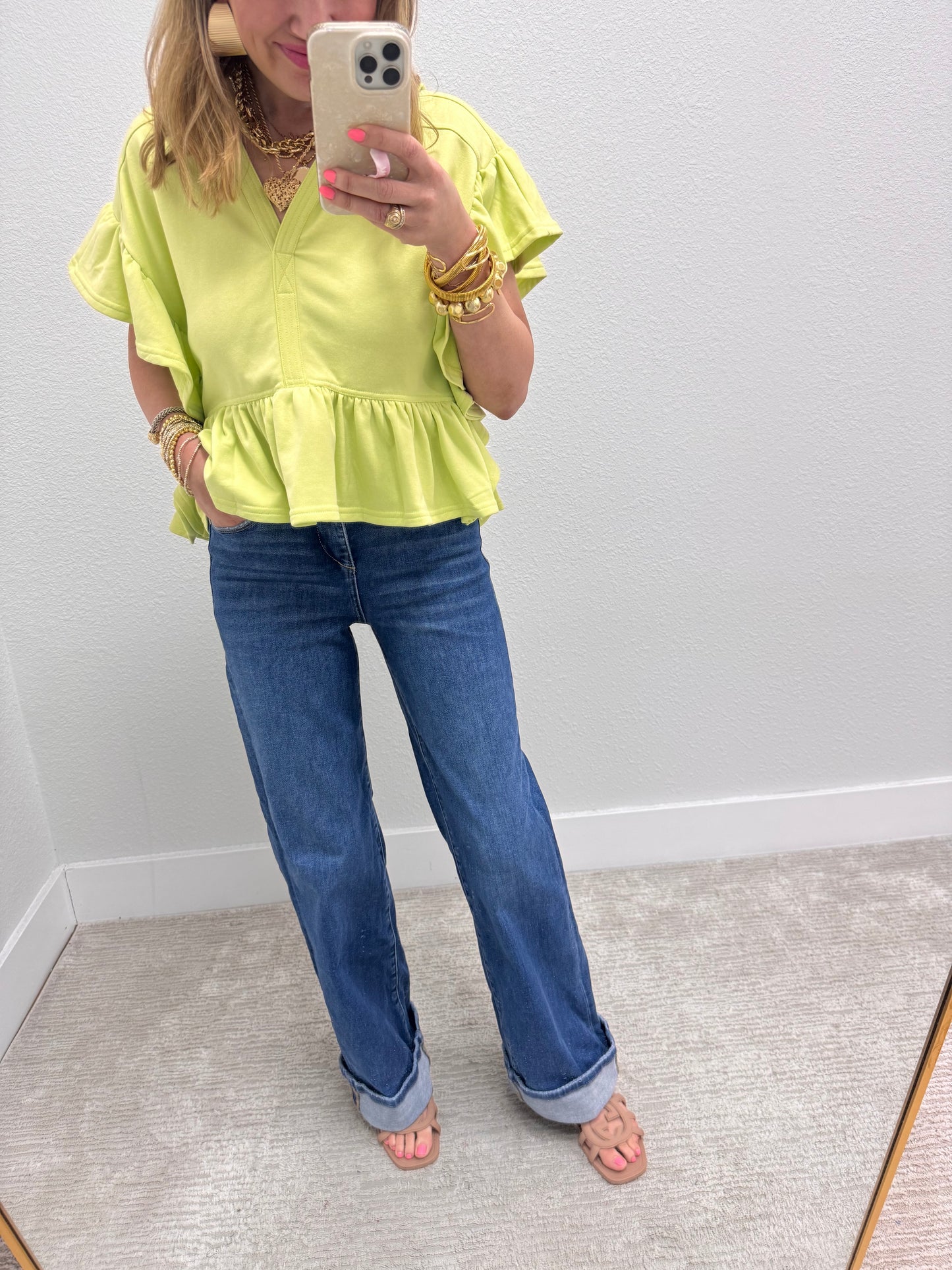Risen Dark Tummy Control Long Inseam Wide Leg With Cuff