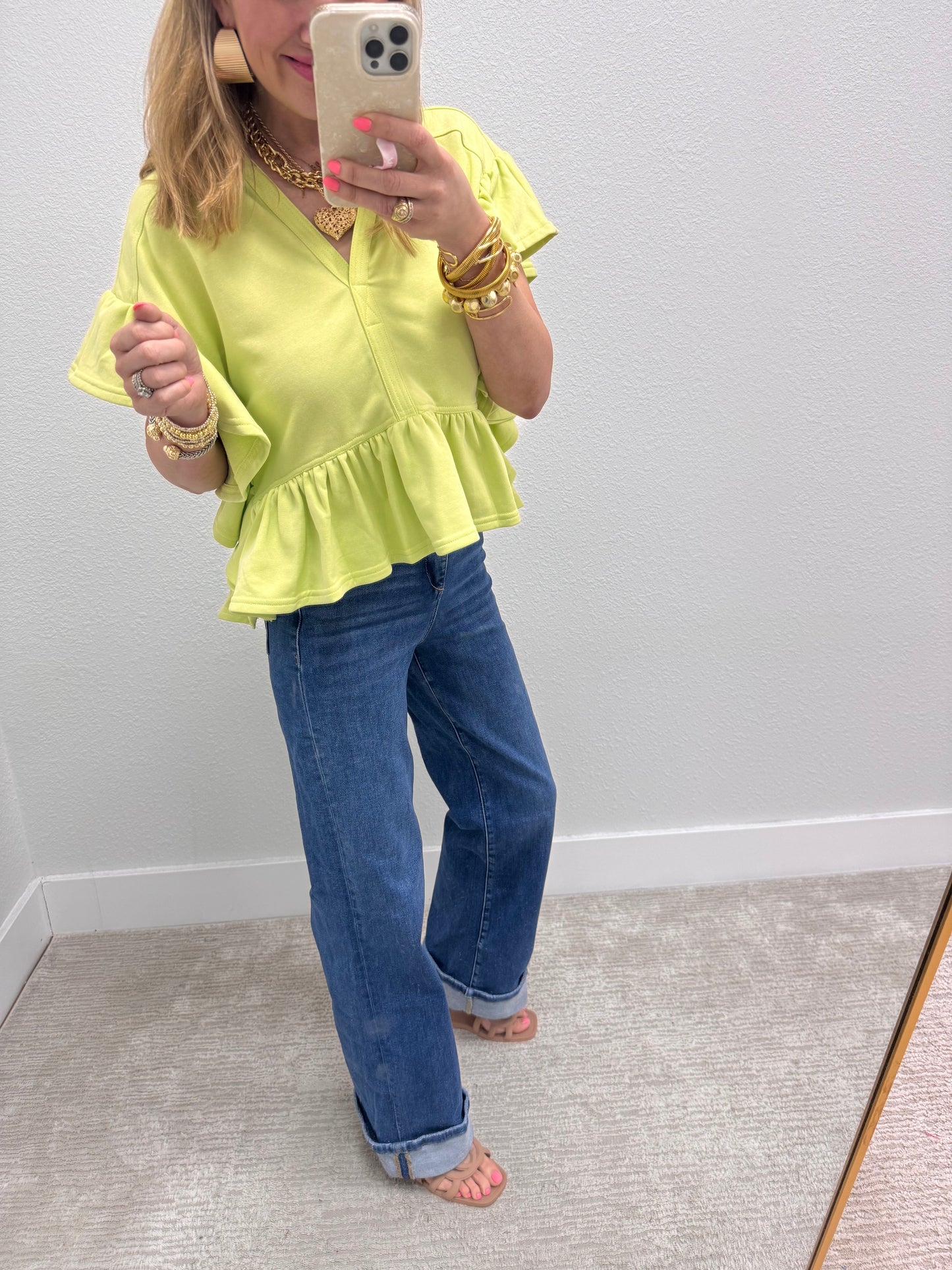 Risen Dark Tummy Control Long Inseam Wide Leg With Cuff