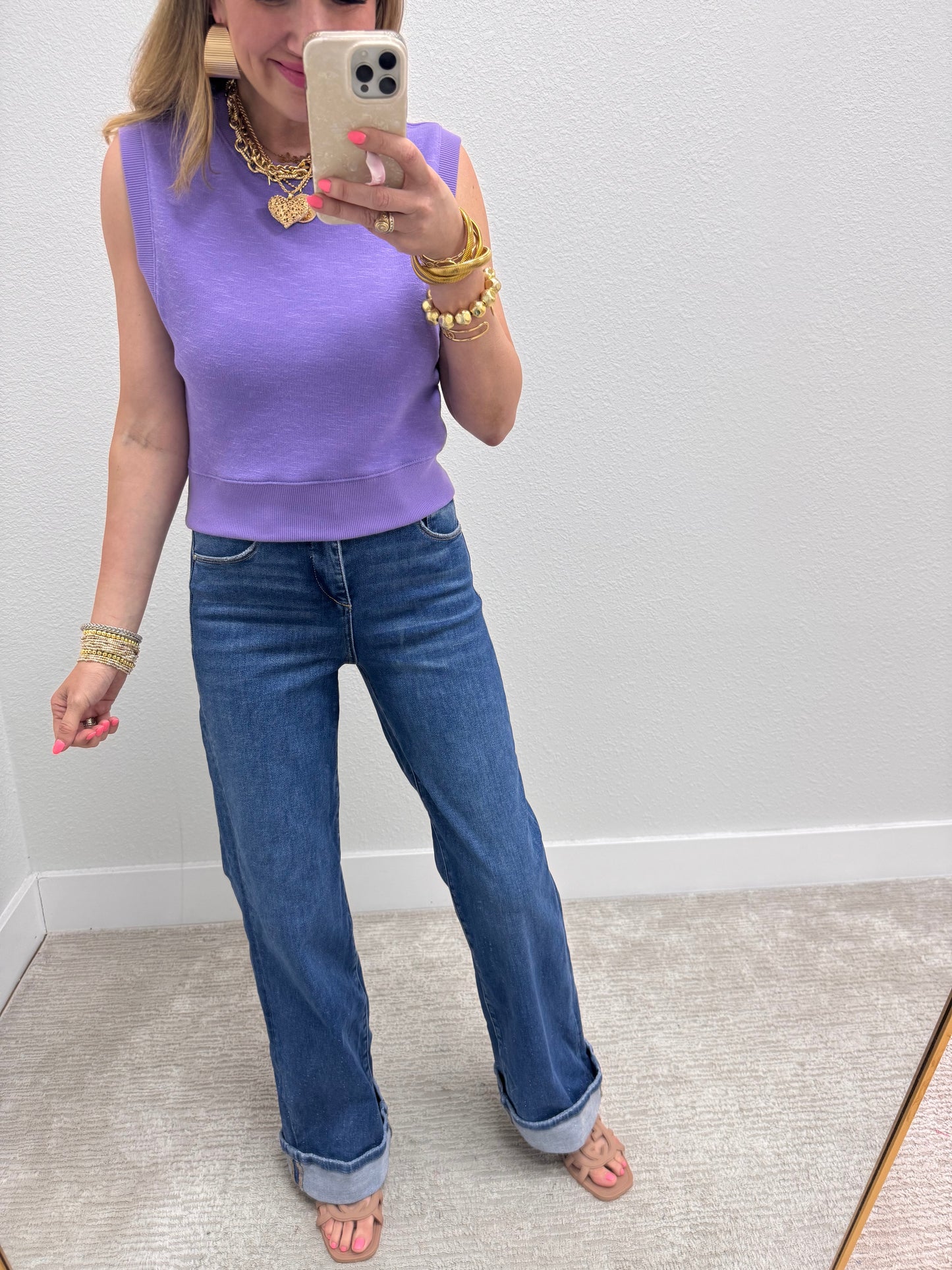 Risen Dark Tummy Control Long Inseam Wide Leg With Cuff