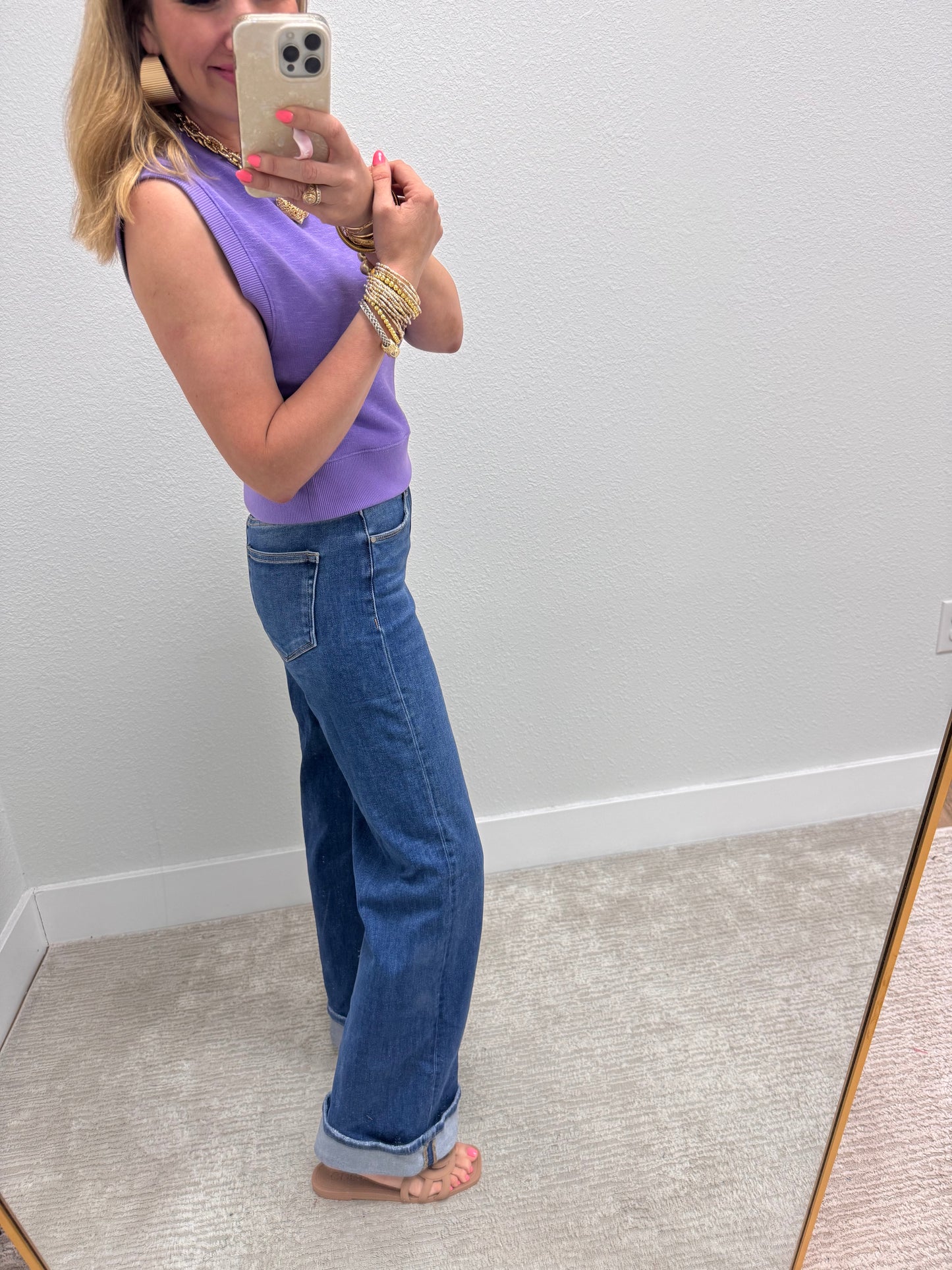 Risen Dark Tummy Control Long Inseam Wide Leg With Cuff