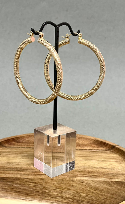 Gold Dipped 50MM Twisted Hoops