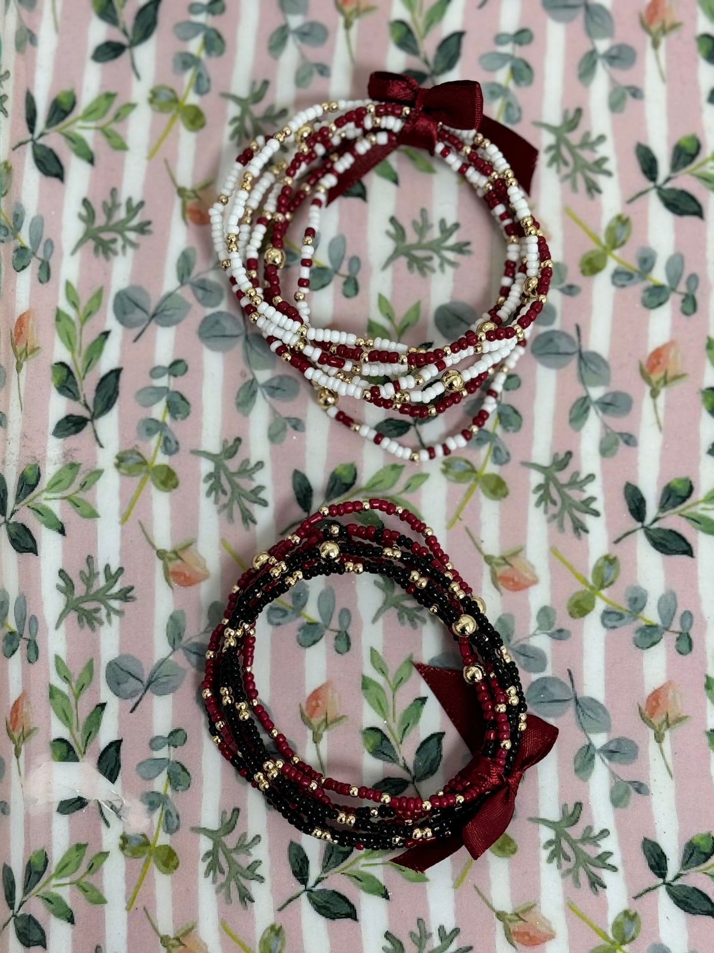 Set of 6 Colored Bead Bracelet Sets (6 colors!!)