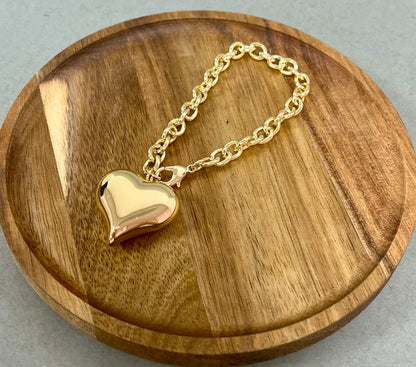 Single Heart Drop Down Bracelet (Silver and Gold)