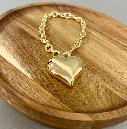 Single Heart Drop Down Bracelet (Silver and Gold)