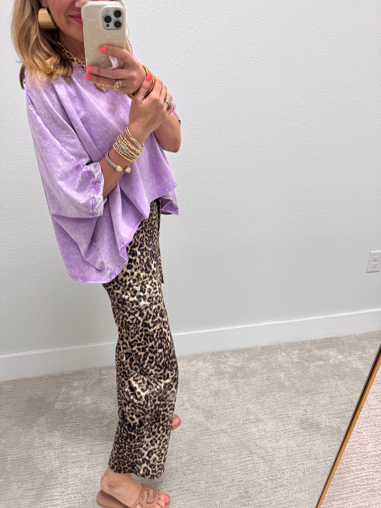 Leopard Cropped Cargo Jeans