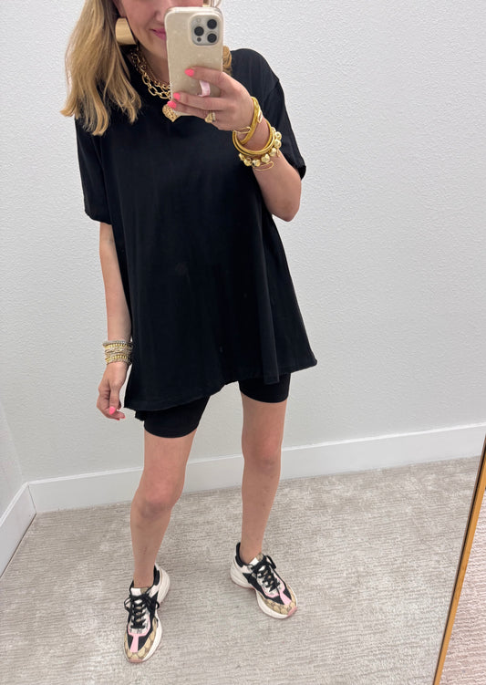 Black High Low Oversized Top
