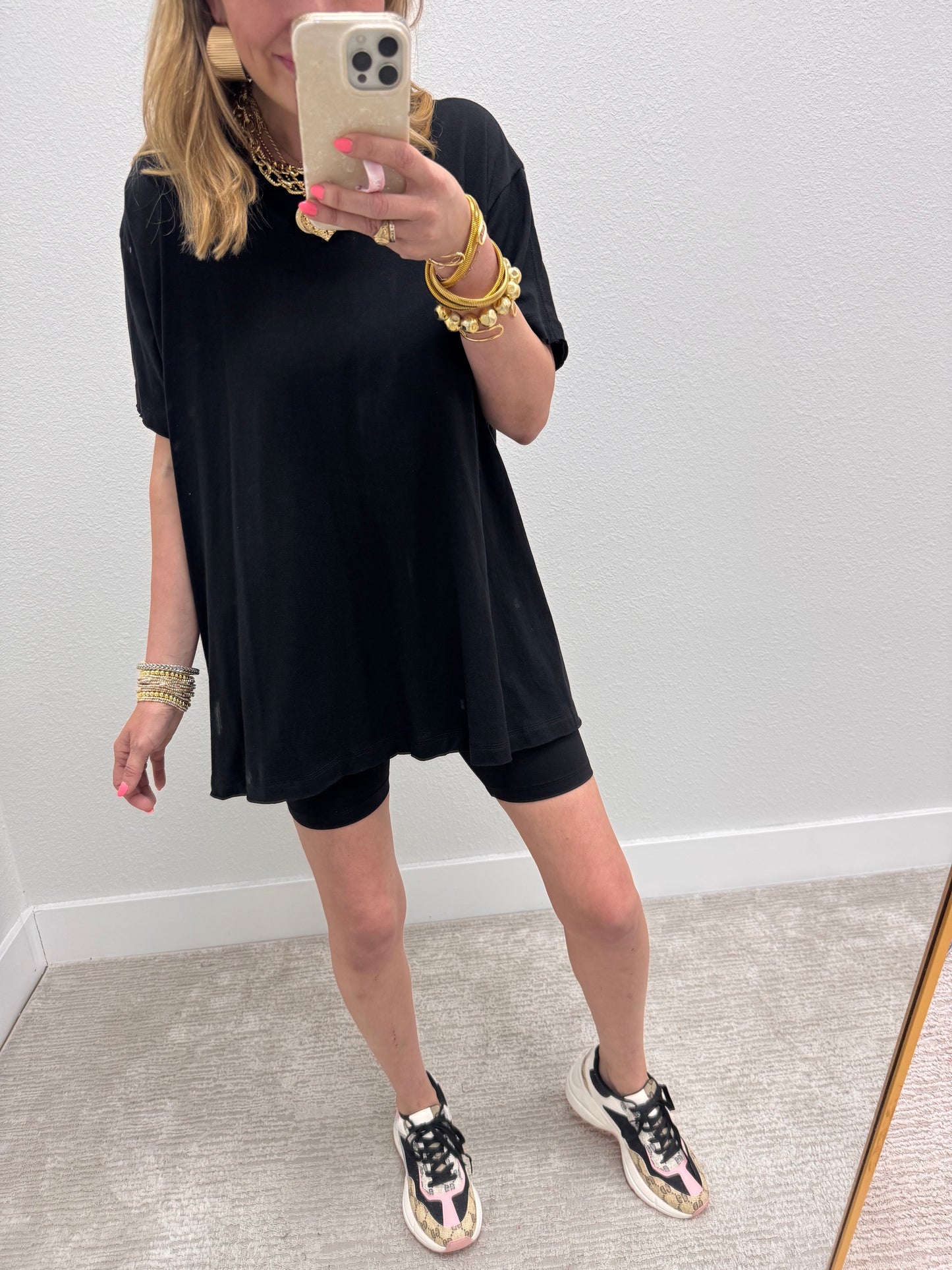 Black High Low Oversized Top